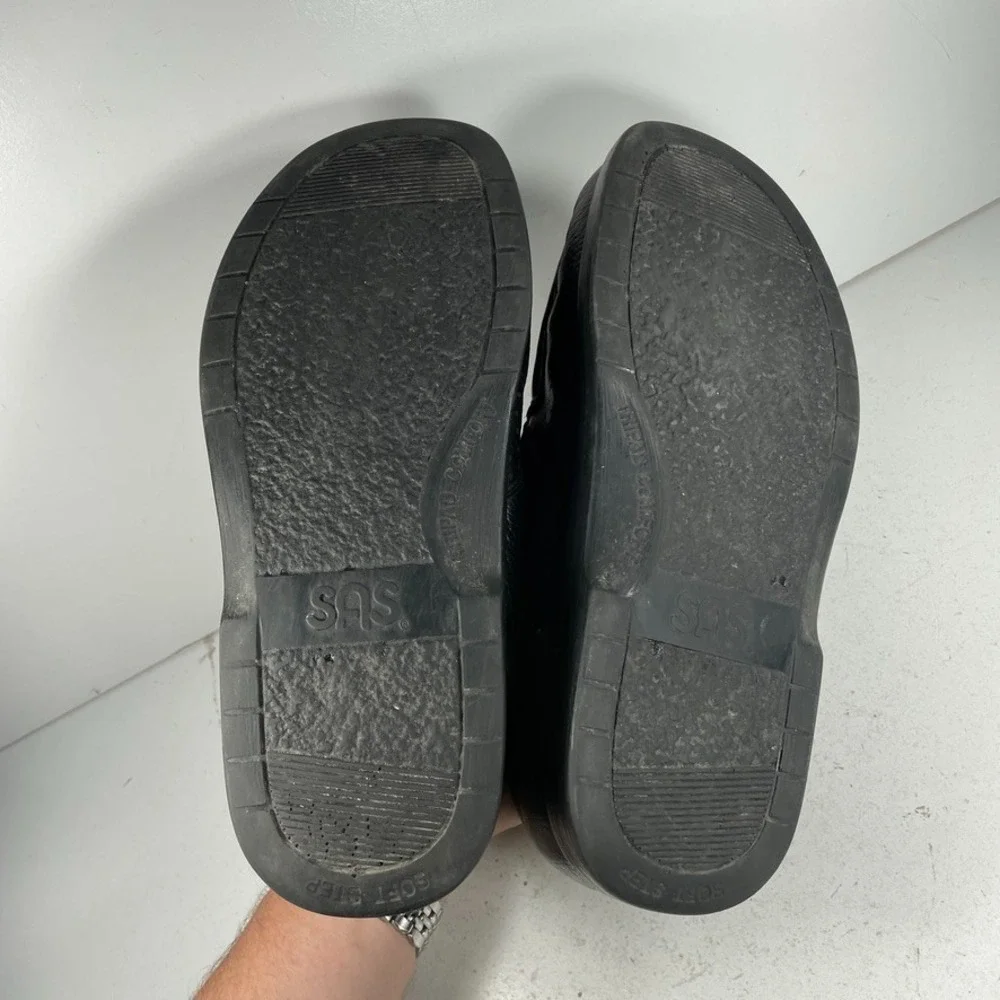 SAS Side Gore Loafers Mens Size 11 Wide Black Leather Orthotic Slip On Comfort
